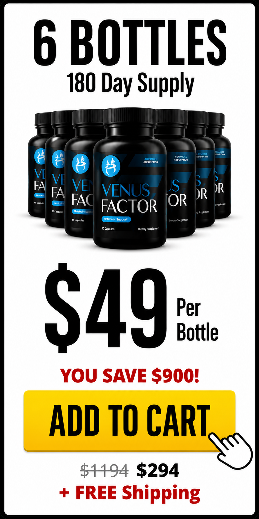Venus Factor 6 bottles - 180 day supply, best value + free shipping